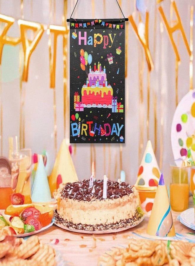Guduling Happy Birthday Door Sign,Birthday Door Banner,Colorful Happy Birthdays Doors Banner.Black Background Hanger Party Supplies for Home Outdoor Baby Shower Wall Decoration - Image 3